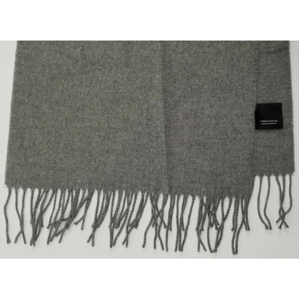 II) Lord & Taylor Women's Shawl Scarf Wrap Stole Fringed Tassels Gray Acrylic